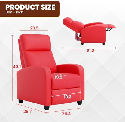 FDW Recliner Chair for Living Room Home Theater Seating Single Reclining Sofa Lounge Reading with Padded Seat Backrest