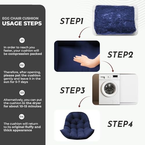Egg Chair Cushions for Outdoor Furniture (Blue)