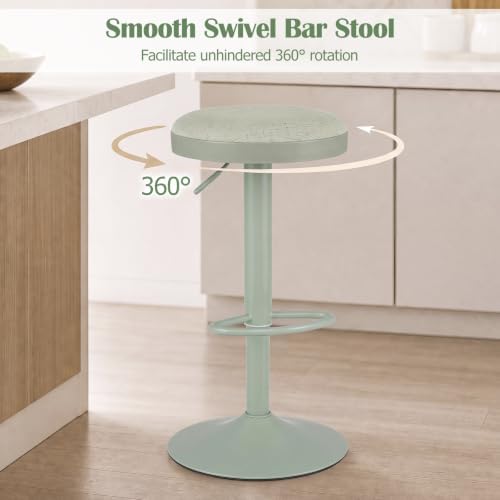 COSTWAY Bar Stools Set of 2, Barstools with Height Adjustment, Light Green