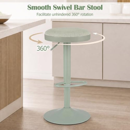 COSTWAY Bar Stools Set of 2, Barstools with Height Adjustment, Light Green