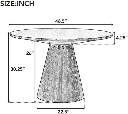 Merax Retro Round Dining Table, Minimalist Elegant Style, Wood Construction for Dining/Living Room, Black
