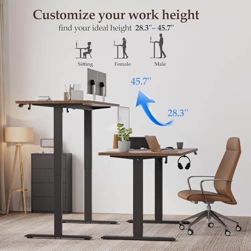 Klicelor 48 x 24" Electric Standing Desk, Height Adjustable, Rustic Brown