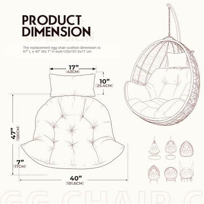 DANGHOOGY Thickened Egg Chair Cushion, 47x40x7, 9 Pounds Red
