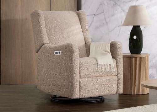 Delta Children Mercer Electronic Power Recliner and Swivel Glider with USB-A and Type-C Ports - Greenguard Gold Certified - Stain-Resistant Performance Fabric is Oeko-TEX Standard 100 Certified, Sand