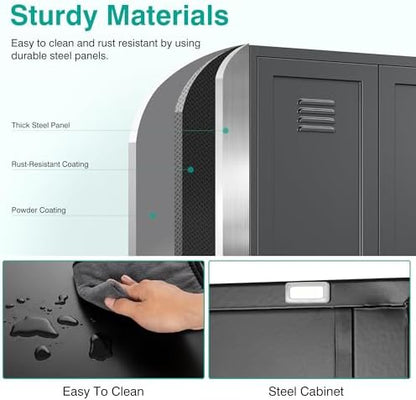 SISESOL Black Storage Cabinet,71" Tall Pantry Cabinet,Kitchen Pantry Storage Cabinets with 2 Doors and 5 Shelves,Wide Deep Metal Food Cupboard for Home,Kitchen,Dining/Living Room