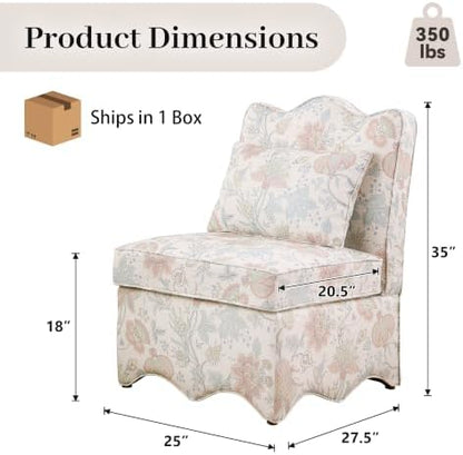 Floral Accent Chairs Set of 2, French-Inspired Lounge Chair