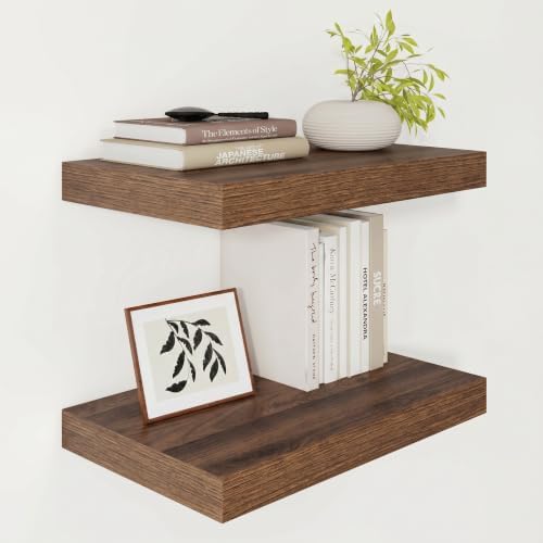 Floating Shelves for Wall 18x12” Set of 2, Walnut