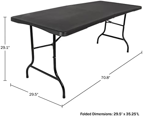 Lavish Home Indoor & Outdoor Portable Folding Table, Black, 6ft