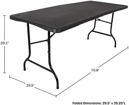 Lavish Home Indoor & Outdoor Portable Folding Table, Black, 6ft