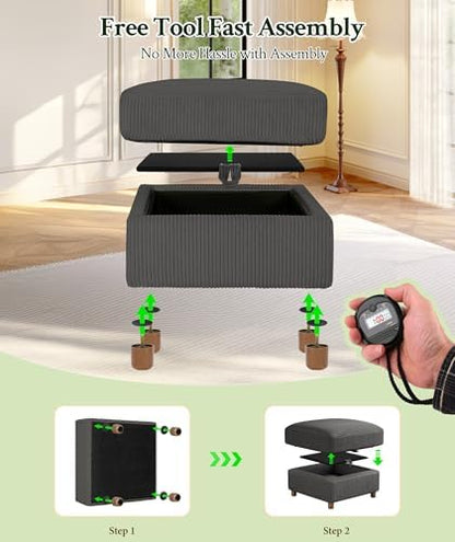 Welzona 25.2" Couches for Living Room Ottoman, Storage Ottoman, Foot Rest