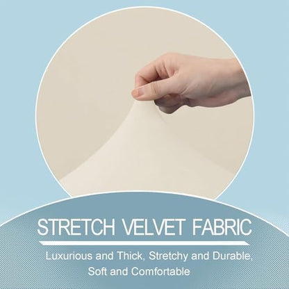 UNBBRRL Seat Cushion Cover and Back Covers for Corner Sofa Stretch Jacquard, Non Slip L Shaped Sofa Slipcover with Storage Ottoman, Sectional Couch Cover for Chaise Lounge (Ivory,24 x 24 x 6”)