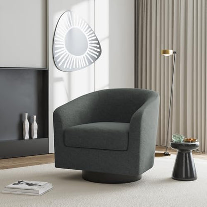Swivel Accent Chair, Chenille Barrel Club Chair, Gray