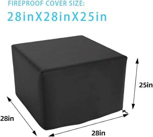 Square Fire Pit Cover for 28 Inch Firepit, Heavy Duty Outdoor Patio Fire Pit Table Cover, Gas Fire Pit Cover - Waterproof Dustproof Anti UV and Tear Resistant