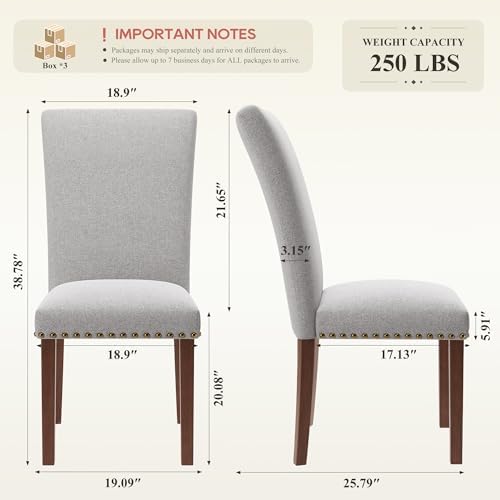 MALOL High Back Dining Chairs Set of 6, Light Grey