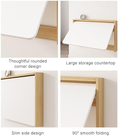 Wall-Mount Folding Wood Fold Down Table Floating Folding Table Kitchen Dining Table Fold Up Desk (Gray, 49*84cm)