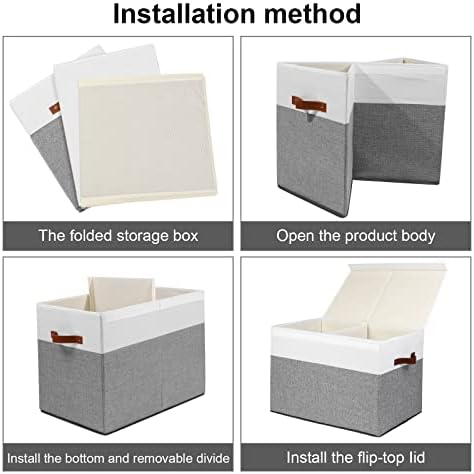 Large Toy Storage Box with Lid, Toy Chest Bin Boxes Basket with Dividers