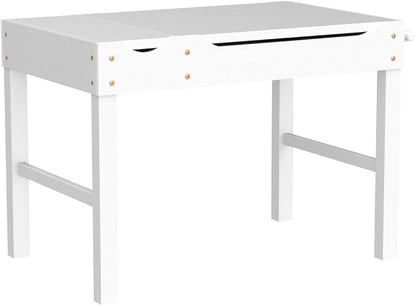HONEY JOY Kids Table, 2 in 1 Toddler Wooden Activity Table with Paper Roll, Convertible Building Block Tabletop, 3 Storage Compartments, Children Furniture Set for Daycare, Playroom, White