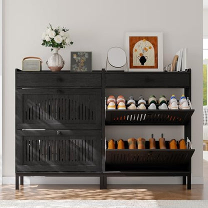 GarveeHome Freestanding Shoe Cabinet for Entryway with 2 Flip Drawers