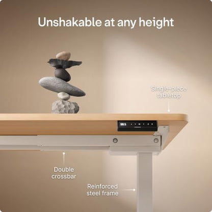 Desktronic HomeOne Standing Desk 48x24 — Ergonomic Sit Stand Home Office Desk, Made in Europe, Electric Dual Motor Height Adjustable, USB & USB-C Charging, Wobble-Free, Touchscreen, 3 Memory Presets