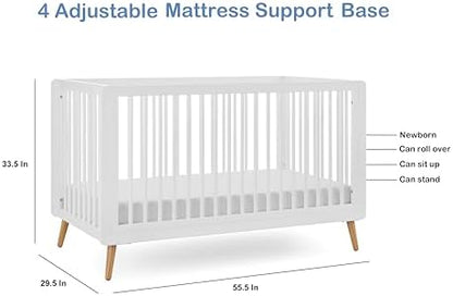 Tatum 3-in-1 Convertible Wooden Baby Crib - White