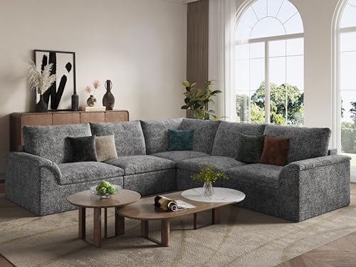 EASE MOOSE 115" V Shaped Sofa, Modular Boneless Couches for Living Room