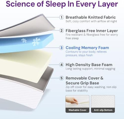 GAESTE Full Size 10 Inch Cooling Gel Memory Foam Mattress, Medium Feel