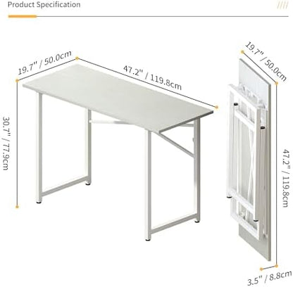 Lutown-Teen Folding Desk 47 inch No Assembly Required, White