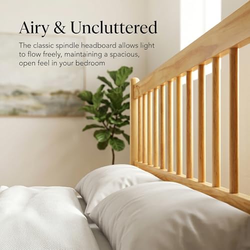 PVWIIK King Size Bed Frame with Headboard&Footboard,Natural