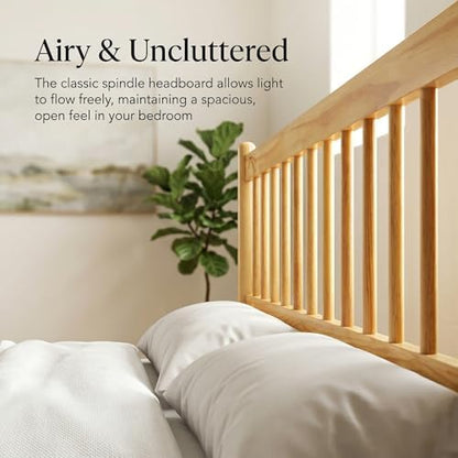 PVWIIK King Size Bed Frame with Headboard&Footboard,Natural