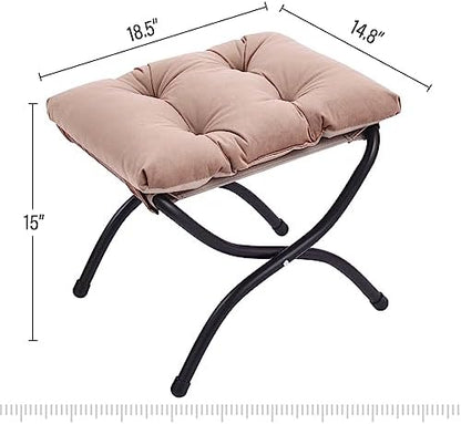 LITA Folding Ottoman, Foldable Footrest Stool, Portable Small Foot Stool for Couch, Collapsible Foot Rest Ottoman for Sofa, Accent Padded Ottomans for Lazy Chair, Living Room, Bedroom