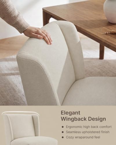 KISLOT Upholstered Dining Chairs Set of 4 with Hidden Casters, Linen
