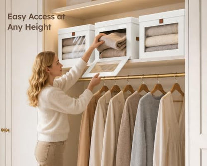 Storage Bins with Lids - Closet Organizer with Front Opening
