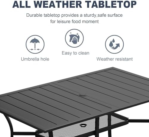 7PCS Outdoor Dining Set, 59.2" Rectangle Table, 6 Swivel Chairs, Brown