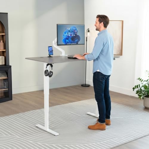 VIVO Electric Standing Desk, Smooth 3-Piece 63" x 32" Dark Gray Top