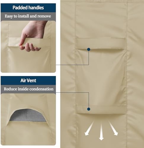 Easy-Going Rectangle Patio Furniture Cover Waterproof Outdoor Dining Table and Chair Cover Anti-UV Outside Sectional Sofa Set Covers (111"L x 74"W x 28"H, Camel)