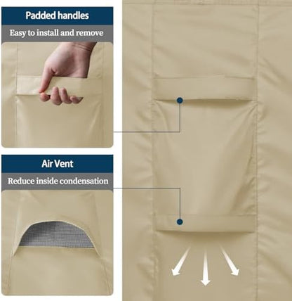 Easy-Going Rectangle Patio Furniture Cover Waterproof Outdoor Dining Table and Chair Cover Anti-UV Outside Sectional Sofa Set Covers (111"L x 74"W x 28"H, Camel)