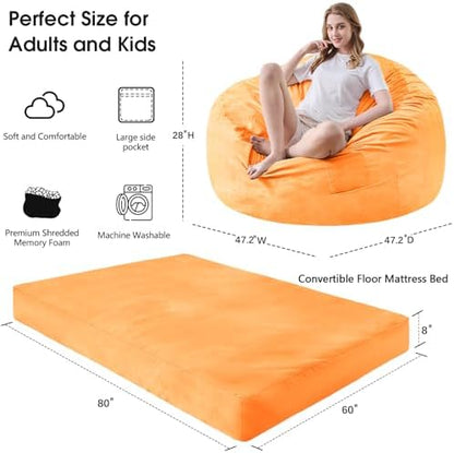 Bean Bag Chairs for Adults - Giant Bean Bag Convertible Floor Sofa