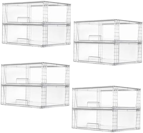 Vtopmart 8 Pack Large Clear Stackable Storage Drawers for Closet, Pantry