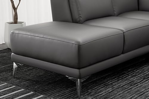 Valencia Pista 113" Cloudy Grey Full Leather Reclining Sectional Sofa with Left Hand Chaise | Power Recliner Chair, Nappa 11000 Leather | L Shaped Couch for Living Room Furniture