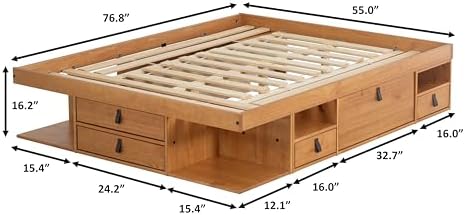 memomad Bali Slim Set: Bed + Flat Headboard, Full Size, Oak Brown