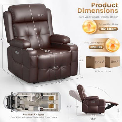 RV Loveseat Recliner Sofa, Home Theater Seating with Console & Massage