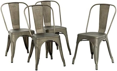 FDW Metal Dining Chairs Set of 4, Stackable, 18 Inch Seat Height