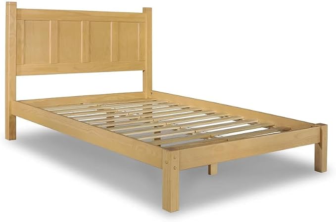 Grain Wood Furniture Shaker Solid Wood Panel Platform Bed, Queen Size, Natural