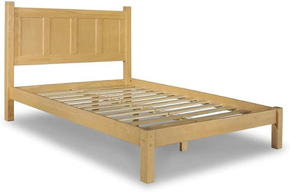Grain Wood Furniture Shaker Solid Wood Panel Platform Bed, Queen Size, Natural