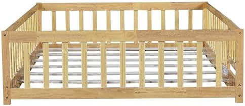 Bellemave Full Montessori Floor Bed Frame with Slats,Natural