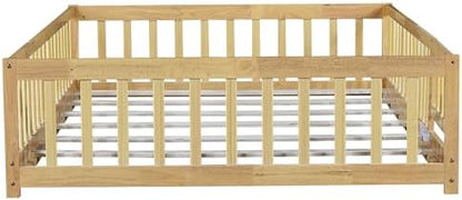 Bellemave Full Montessori Floor Bed Frame with Slats,Natural