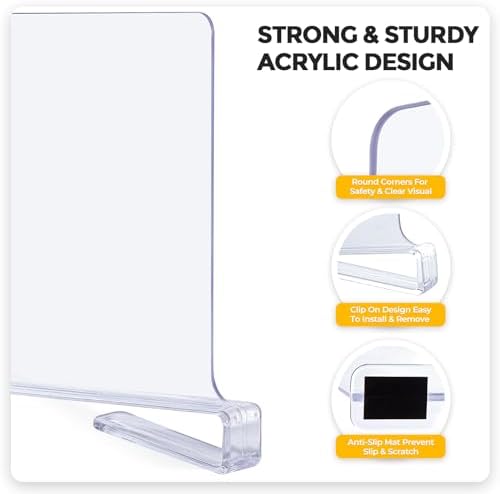 Clear Acrylic Shelf Dividers for Closets Organizer & Storage,2 Pack