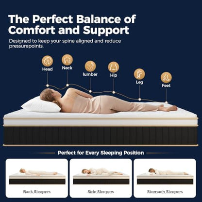 Queen Mattress 12 Inch, Pressure Relief and Motion Isolation