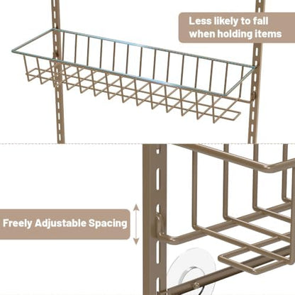 ElegantArray 10-Tier Pantry Door Organizer Hanging Storage Basket Brown