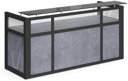 NBF Reception Desk Front Counter Workstation for Reception, 87" W, Walnut